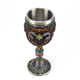 Gothic 3D Rams Head Goblet Stainless Steel & Resin Wine Goblet-GoblinSmith