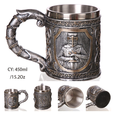 Knight Templar Insulated Resin and Stainless Steel Mug-GoblinSmith