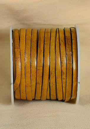 Bossed Braided Strap Full-Grain Leather 25m Yellow-GoblinSmith