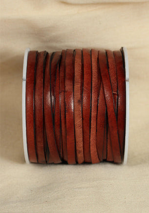 Bossed Braided Strap Full-Grain Leather 25m Bordeaux-GoblinSmith