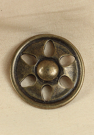Rivet-Plate with Flower Antique Brass-GoblinSmith