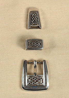 Buckle Set Celtic Knot Antique Silver-GoblinSmith