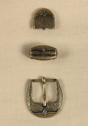 Buckle Set with Ornaments Antique Brass-GoblinSmith