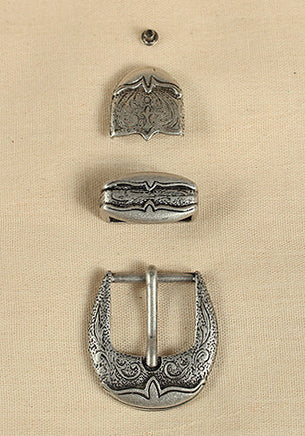 Buckle Set with Ornaments Antique Silver-GoblinSmith