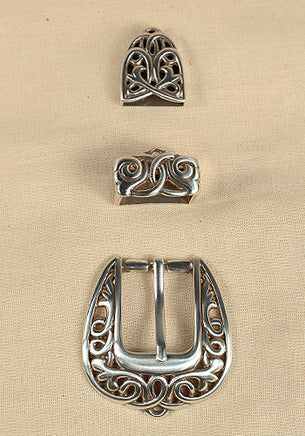Buckle Set Celtic Antique Silver-GoblinSmith