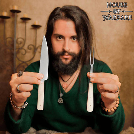 Bone Handle Cutlery Set with Sheath-GoblinSmith