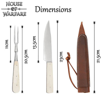 Bone Handle Cutlery Set with Sheath-GoblinSmith
