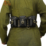 Triple Pouch Leather Belt with Glass Vials – Black-GoblinSmith