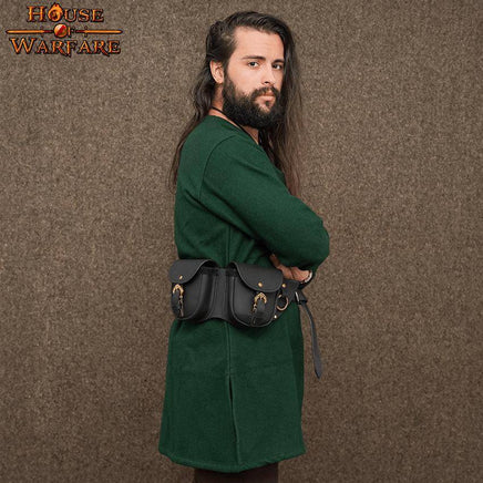 Tradesman Double Leather Pouch – Black-GoblinSmith