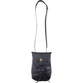Adventurer’s Leather Shoulder Bag – Black-GoblinSmith