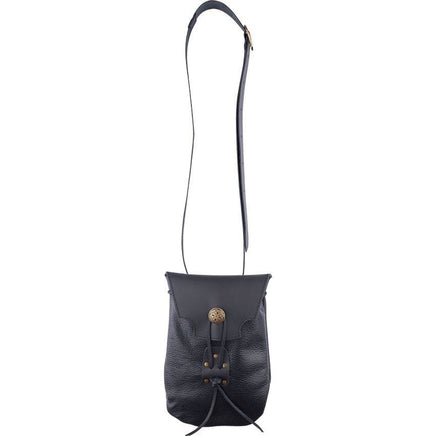 Adventurer’s Leather Shoulder Bag – Black-GoblinSmith