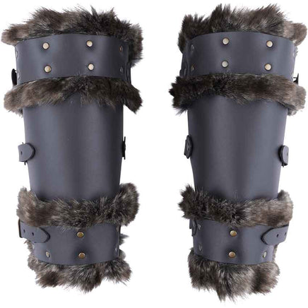 Bjorn Fur Trim Leather Bracers-GoblinSmith