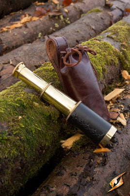 Telescope With Leather Pouch - Brass-GoblinSmith