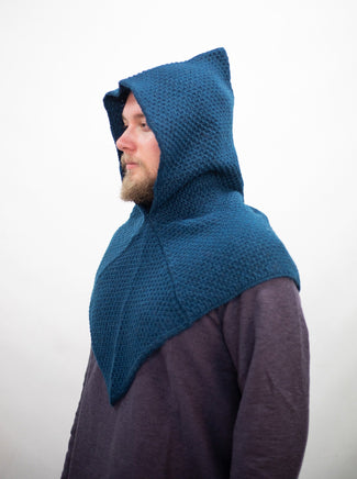 Knitted Wool Cowl Asbjorn Petrol Blue-GoblinSmith