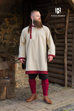 Rus Tunic Tobiasz Natural/Bordeaux-GoblinSmith