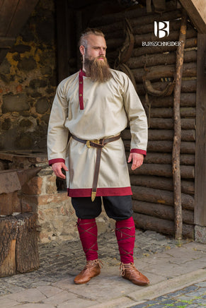 Rus Tunic Tobiasz Natural/Bordeaux-GoblinSmith