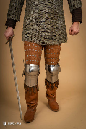 Splinted Leg Armour Suede Leather Brown-GoblinSmith