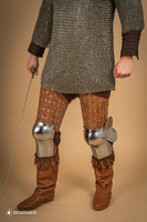 Splinted Leg Armour Suede Leather Brown-GoblinSmith