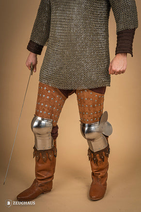 Splinted Leg Armour Suede Leather Brown-GoblinSmith