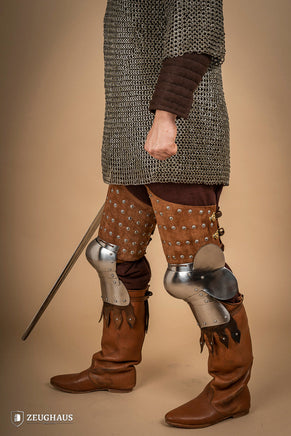 Splinted Leg Armour Suede Leather Brown-GoblinSmith