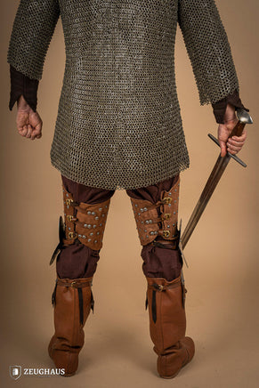 Splinted Leg Armour Suede Leather Brown-GoblinSmith