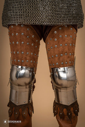 Splinted Leg Armour Suede Leather Brown-GoblinSmith
