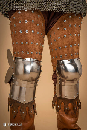 Splinted Leg Armour Suede Leather Brown-GoblinSmith
