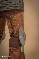 Splinted Leg Armour Suede Leather Brown-GoblinSmith