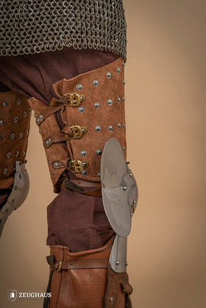 Splinted Leg Armour Suede Leather Brown-GoblinSmith