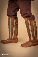 Splinted Suede Leather Greaves Brown-GoblinSmith