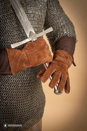 Suede Gloves for Gauntlets Brown-GoblinSmith