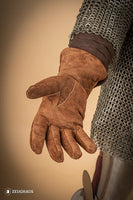 Suede Gloves for Gauntlets Brown-GoblinSmith