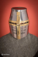 Crusader Great Helmet 1,6mm with Brass-GoblinSmith