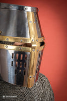 Crusader Great Helmet 1,6mm with Brass-GoblinSmith