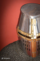 Crusader Great Helmet 1,6mm with Brass-GoblinSmith