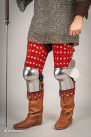Splinted Leg Armour Suede Leather Red-GoblinSmith
