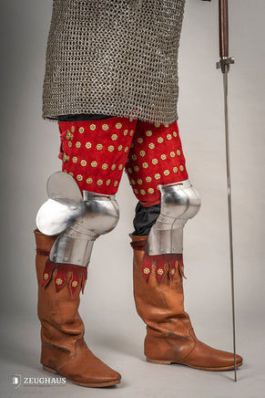 Splinted Leg Armour Suede Leather Red-GoblinSmith