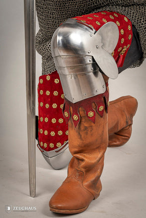 Splinted Leg Armour Suede Leather Red-GoblinSmith