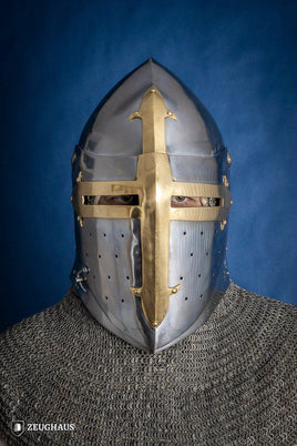 Sugar Loaf Helmet with Visor 1,6mm with Brass-GoblinSmith