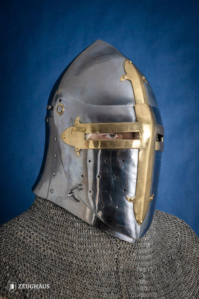 Sugar Loaf Helmet with Visor 1,6mm with Brass-GoblinSmith