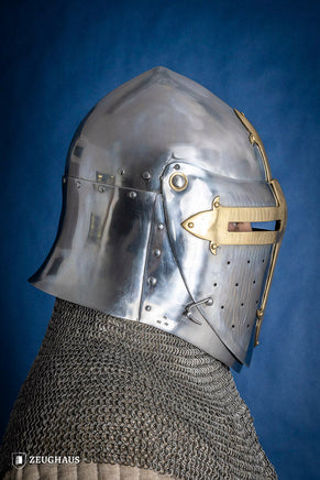 Sugar Loaf Helmet with Visor 1,6mm with Brass-GoblinSmith