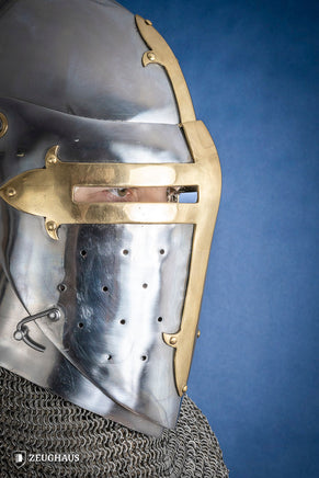 Sugar Loaf Helmet with Visor 1,6mm with Brass-GoblinSmith