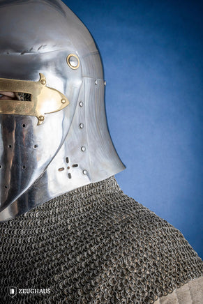 Sugar Loaf Helmet with Visor 1,6mm with Brass-GoblinSmith