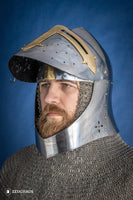 Sugar Loaf Helmet with Visor 1,6mm with Brass-GoblinSmith