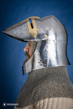 Sugar Loaf Helmet with Visor 1,6mm with Brass-GoblinSmith