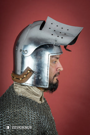 Full Visor Bascinet Helmet 2mm Polished-GoblinSmith