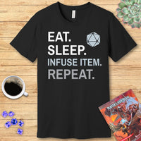 Artificer T-Shirt – 'Eat, Sleep, Infuse Item, Repeat'-GoblinSmith
