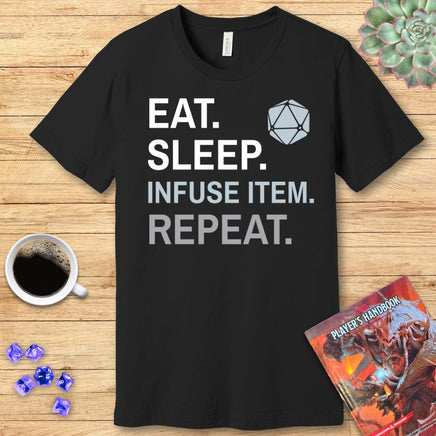 Artificer T-Shirt – 'Eat, Sleep, Infuse Item, Repeat'-GoblinSmith