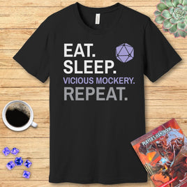 Bard T-Shirt – 'Eat, Sleep, Vicious Mockery, Repeat'-GoblinSmith