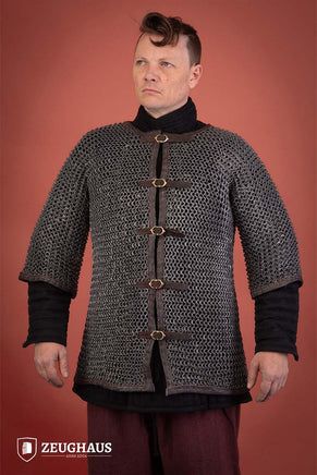Chainmail Haubergeon With Front Buckles Roundring Riveted 10mm Aluminium-GoblinSmith
